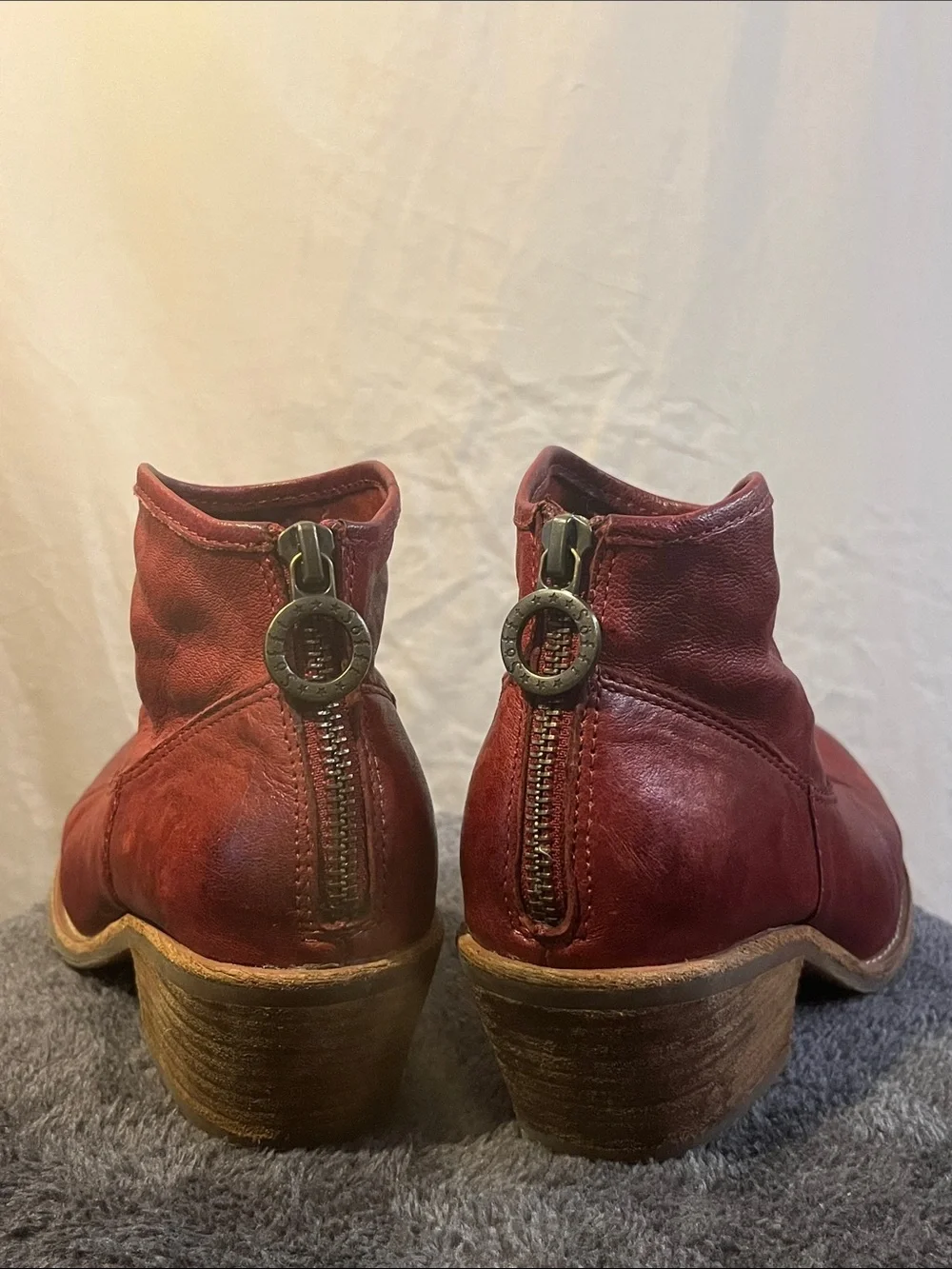 Söfft Red Leather zip up  Ankle Booties